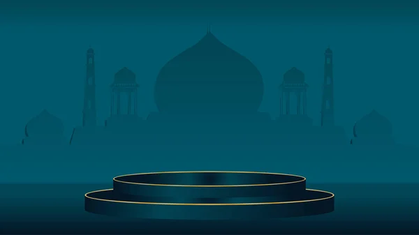 Grün Islamische Podium Anzeigen Dekoration Hintergrund Mit Arabischen Ornament Realistische — Stockvektor