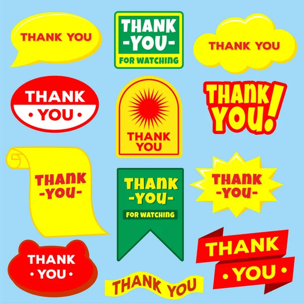 一套感谢你的图标贴纸 谢谢你的图标邮票 印章与感谢你的卡片设计矢量贴纸适合贴纸或邮票在你的产品上感谢服装 — 图库矢量图片