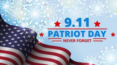 Amerika Birleşik Devletleri Vatanseverlik Günü için uygun Amerikan bayrağı ile Vatanseverlik Günü arka plan tasarım vektör çizimi