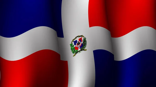 ドミニカ共和国振るフラグバックデザインコンセプトベクターイラスト または共和国の独立記念日の瞬間にポスターに適しています — ストックベクタ