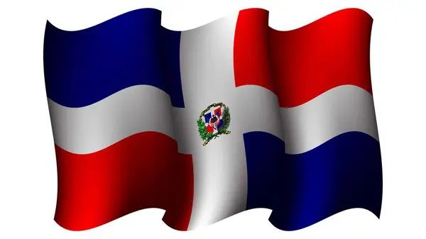 Realistische Dominikanische Republik Schwenken Flagge Design Vektor Illustration Geeignet Für — Stockvektor