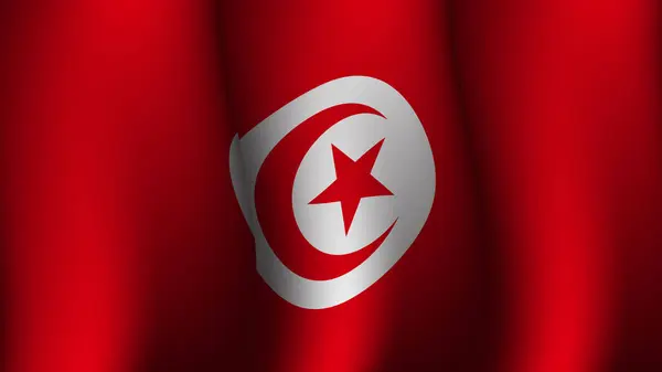 Tunisia挥动国旗背景设计概念矢量插图适用于假日 节日或Tunisia独立日的海报 — 图库矢量图片