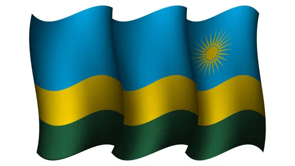 Rwanda挥动旗帜设计矢量图解适用于海报设计 模板和社交媒体贴文设计元素 — 图库矢量图片