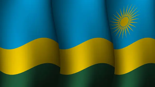 Rwanda Waving Flag Background Design Vector Illustration Suitable Poster Design — Stock Vector