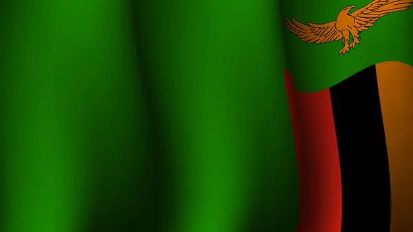 Zambia Waving Flag Background Design Vector Illustration Suitable Poster Design — Stock Vector