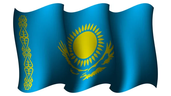 Kazachstan Zwaaien Vlag Ontwerp Vector Illustratie Geschikt Voor Element Poster — Stockvector