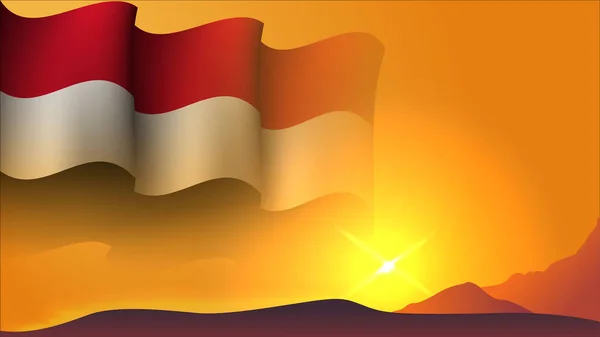 Yemen Waving Flag Concept Background Design Sunset View Hill Vector — Stock Vector