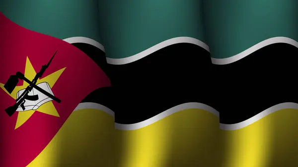 モザンビーク振るフラグバックデザインベクターイラストは およびモザンビークの国家独立記念日のポスターデザインに適しています — ストックベクタ