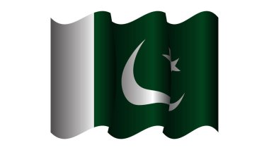 Pakistanlı gerçekçi dalgalanan bayrak tasarım vektör çizimi poster tasarımı, şablon ve sosyal medya postası tasarımı için uygun