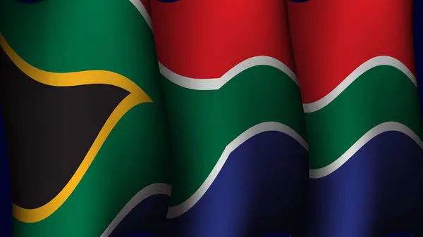 Sudáfrica Ondeando Bandera Fondo Diseño Vector Ilustración Adecuado Para Diseño — Vector de stock
