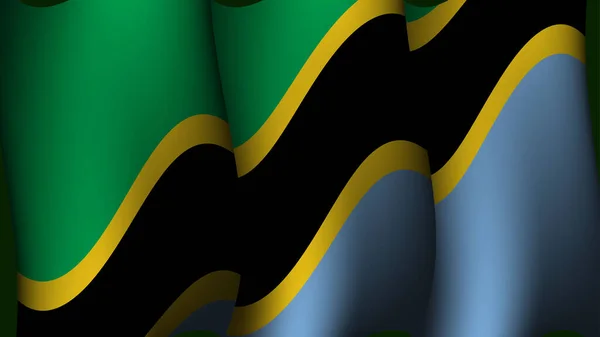 Tanzania Ondeando Bandera Fondo Diseño Vector Ilustración Adecuado Para Diseño — Vector de stock