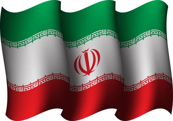 Iran Realistico Sventolando Bandiera Disegno Vettoriale Illustrazione Adatto Elemento Poster — Vettoriale Stock