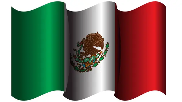 Мексиканський Реалістичний Махаючий Прапор Дизайн Векторні Ілюстрації Придатні Елемента Дизайні — стоковий вектор