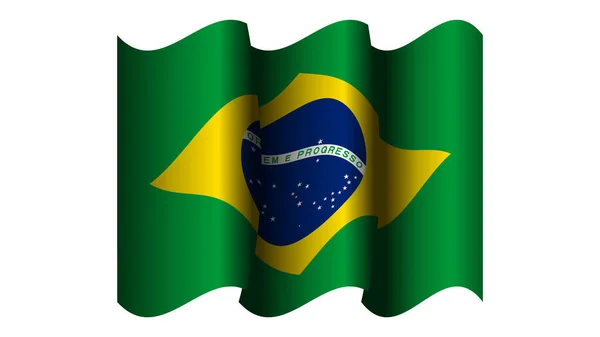 Realistische Brasilianische Flaggenschwenken Konzept Design Vektor Illustration Geeignet Für Ikone — Stockvektor