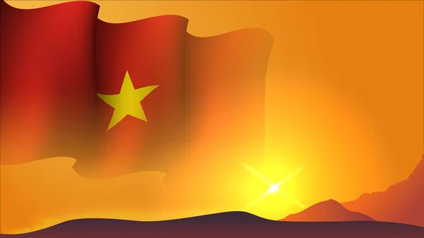 Kongo Schwenken Flagge Konzept Hintergrunddesign Mit Blick Auf Den Sonnenuntergang — Stockvektor