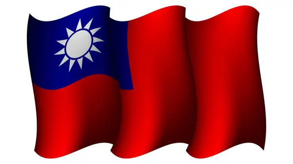 Реалистичная Иллюстрация Векторного Дизайна Флага Размахиванием Тайваном Подходящая Праздничного Момента — стоковый вектор