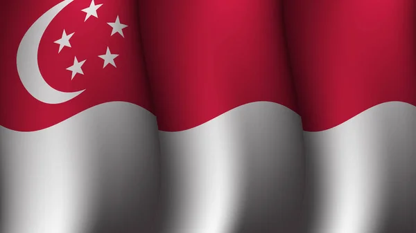 Singapore Waving Flag Background Design Concept Vector Illustration Suitable Poster — Διανυσματικό Αρχείο