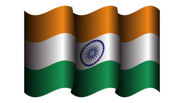 Disegno Sventolante Bandiera India Con Illustrazione Vettoriale Stile Realistico — Vettoriale Stock