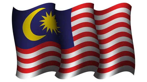 马来西亚挥动国旗设计矢量图解适用于海报设计 模板和社交媒体贴文设计的元素 — 图库矢量图片
