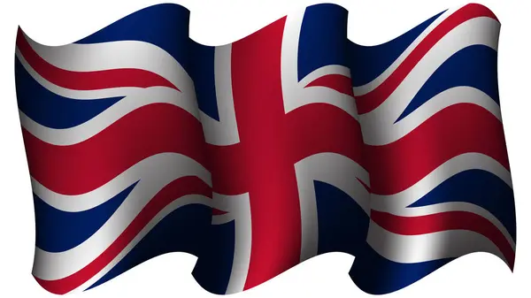 United Kingdom Realistic Waving Flag Design Vector Illustration Suitable Element — Stock Vector
