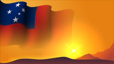 Samoa 'da poster ve sosyal medya tasarımı etkinliği için uygun günbatımı görünümü vektör illüstrasyonunda samoa dalgalı arkaplan tasarımı