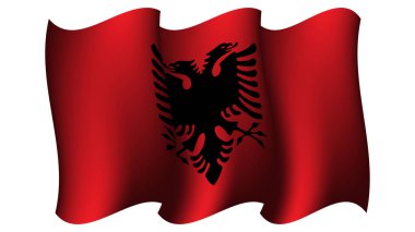 Arnavutluk 'ta bayram günü için uygun bayrak tasarımı vektör çizimi dalgalanması veya olay poster tasarımı