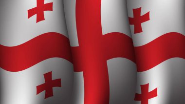 Georgia 'da poster ve sosyal medya tasarımı etkinliği için uygun Sunset view vektör ilüstrasyonunda bayrak sallama arka plan tasarımı