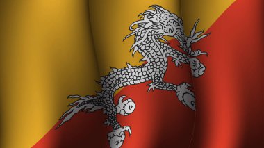 Sunset view vektör illüstrasyonunda bhutan sallanan bayraklı arkaplan tasarımı bhutan üzerinde poster ve sosyal medya tasarımı etkinliği için uygundur