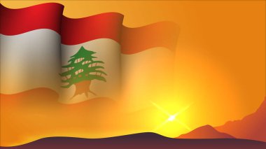 lebanon waving flag background design on sunset view vector illustration suitable for poster, social media design event on lebanon clipart