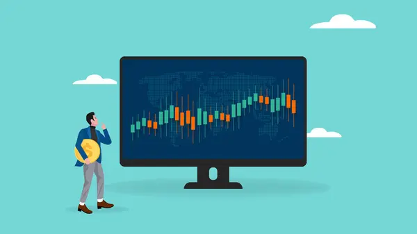 Investeringsillustrator Met Het Concept Van Het Monitoren Van Groei Van — Stockvector