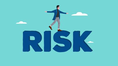 Riskli engelleri, yüksek riskli konsept çizimlerini, yüksek riskli hisse senedi yatırım resimlerini dikkatle aşan bir işadamı konseptiyle yüksek riskli yönetim illüstrasyonu