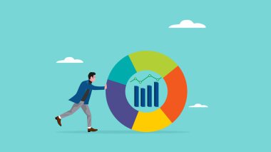 finansal veri analizi, veri tablosu ve grafiğiyle büyüme, yatırım analizi, iş adamları büyüme grafikleri ve grafiklerini düz tasarım tarzıyla iş büyüme vektörü çizelgesi çizimi yapmak için zorluyor