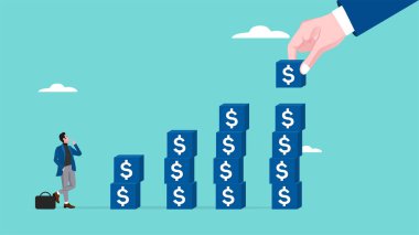 Yatırım temettüleri artar, yatırımlardan gelen pasif gelir, özsermaye konseptinin piyasa değeri, işadamı eli mali büyüme çizelgesi çizelgesine dolar kutusu koydu