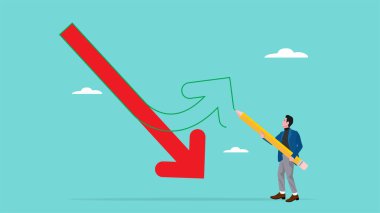 Ticari büyüme veya kariyer başarısı elde etmek için iş yatırım stratejisini değiştir, iş yatırım yönetimi, iş adamı iş stratejisinin yönünü değiştirmek için yeni oklar çekiyor