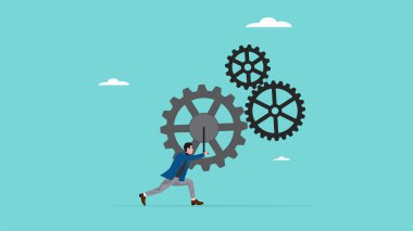 İş şoförü, işletme yönetimi ya da iş stratejisi müdürü, iş liderliği becerisi, akıllı iş adamı iş hacmi konsepti çizimi için vites değiştiriyor