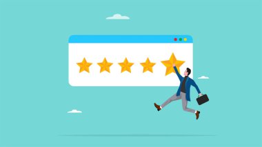 Beş yıldız derecelendirme, müşteri memnuniyeti anketi, müşteri anketi veya hizmet kalitesi geri bildirimi, insanlar ürün veya hizmet satın alma deneyimi için beş yıldız derecesi seçer