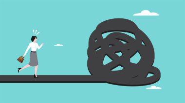 İleride Zorluk Yolu, Yolculuk ya da kariyer başarısı, engeli ya da üstesinden gelinmesi zor durumu, zorluk ya da problem çözme, iş kadını önlerindeki zorlu yolda yeni zorluklara koşuyor