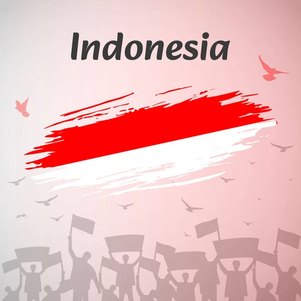 Perayaan Hari Nasional Indonesia Desain Patriotik Dengan Bendera Burung Dan - Stok Vektor