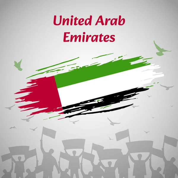 stock vector UAE National Day Celebration. Patriotic Design with Flag, Birds, and Protestors. Perfect for National Day, and Flag Day. Versatile Vector Illustration for Social Media, Banners, and Greeting Cards.