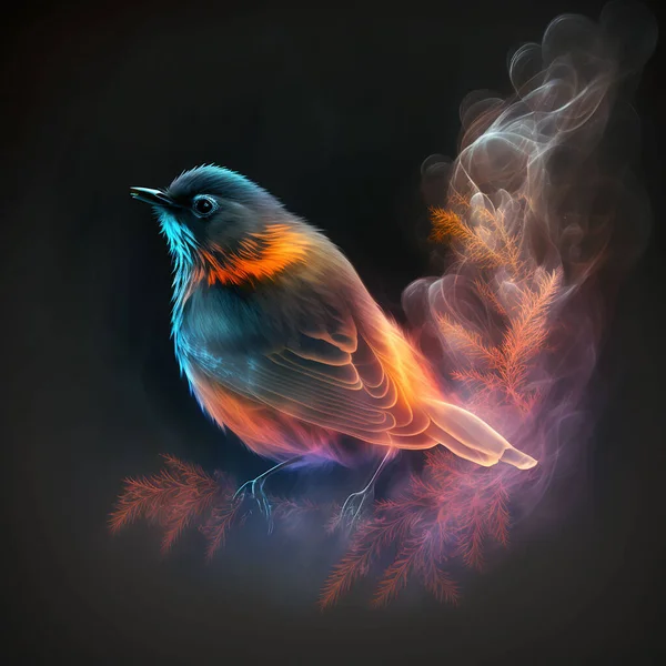 A bird on the crystal smokey brush lighting effect