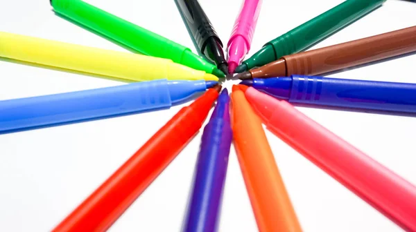 Boya Kalemleri Renkli Balmumu Kalemler Koleksiyonu Düzgün Düzenlenmiş Daire Şekli — Stok fotoğraf