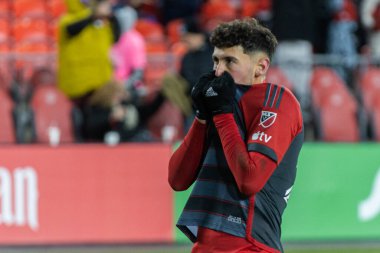 Toronto, ON, Kanada - Maç 18, 2023: Toronto FC # 21 orta saha oyuncusu Toronto FC (Kanada) ve Inter Miami FC (ABD) arasında Toronto, Kanada 'da oynanan maçın ardından tepki gösterdi. MLS Düzenli Sezonu.