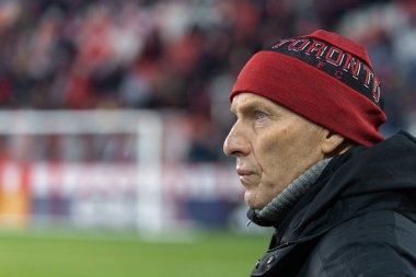 Toronto, ON, Kanada - Maç 18, 2023: Toronto FC 'nin baş antrenörü ve Sportif Direktörü Bob Bradley Toronto FC (Kanada) ve Inter Miami FC (ABD) arasında Toronto, Kanada' da oynanan maçta. MLS Düzenli Sezonu.