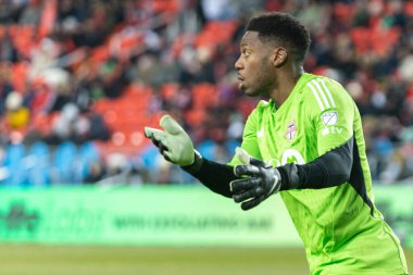 Toronto, ON, Kanada - Maç 18, 2023: Toronto FC (Kanada) ve Inter Miami FC (ABD) arasında Toronto, Kanada 'da oynanan maçta Sean Johnson # 1 numaralı kaleci. MLS Düzenli Sezonu.