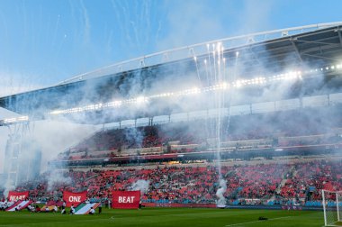 Toronto, ON, Kanada - 15 Nisan 2023 MLS Düzenli Sezonu 'nda Toronto FC (Kanada) ve Atlanta United (ABD) arasında Toronto, Kanada' daki BMO Field 'da oynanan BMO sahasında (Skor 2: 2)