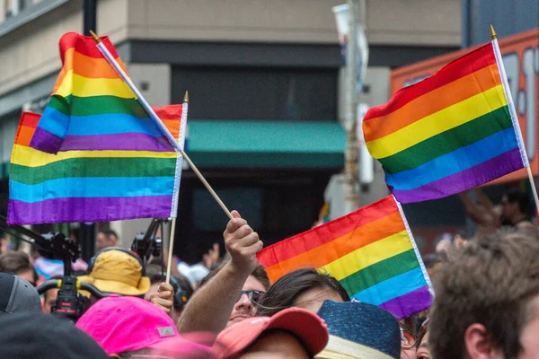 Toronto Canadá Junho 2022 Rainbow Flag 2022 Annual Pride Parade — Fotografia de Stock