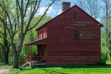 Toronto, ON, Kanada 15 Mayıs 2022: Toronto, Ontario, Kanada 'daki Black Creek Pioneer Village açık-miras müzesindeki 40' ın üzerindeki 19. yüzyıl binalarına bakın. 