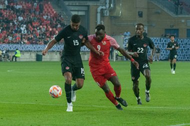 Toronto, ON, Kanada - 27 Haziran 2023: Thierry Ambrose # 9 Guadeloupe # 2023 Concacaf Gold Cup karşılaşmasında Kanada milli takımı ile Guadeloupe (D Grubu) arasında oynanan karşılaşma)