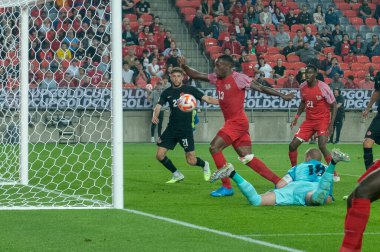 Toronto, ON, Kanada - 27 Haziran 2023: Guadeloupe takımı Kanada 'nın başkenti Toronto' daki BMO Field 'da oynanan 2023 Concacaf Gold Cup karşılaşmasında ikinci golü attı (Score 2: 2)