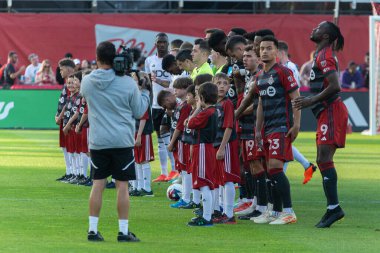 Toronto, ON, Kanada -27 Mayıs 2023: Toronto FC (Kanada) ve D.C.United (ABD) arasında Toronto, Kanada 'daki BMO Field' da oynanan MLS Normal Sezonu maçı